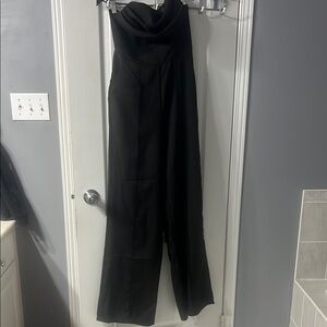 PrettyLittleThing Black Strapless Jumpsuit Elegant Wide-Leg